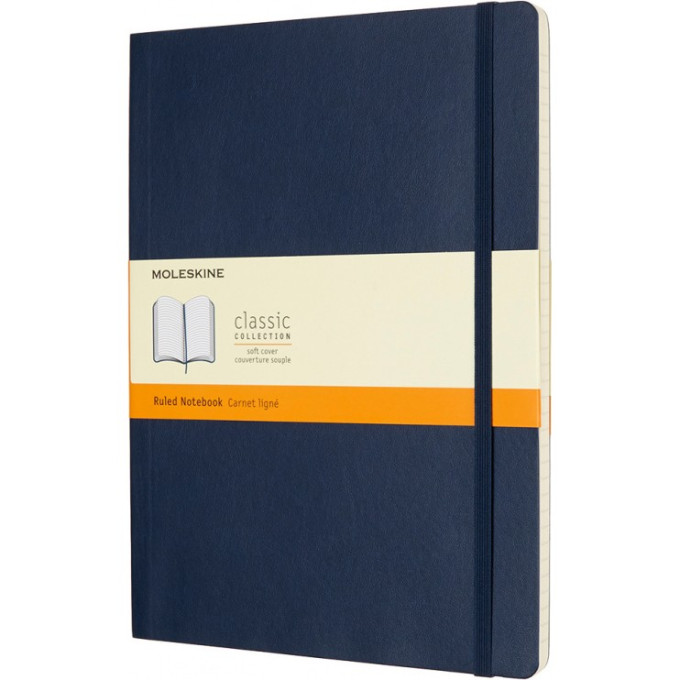 Блокнот MOLESKINE CLASSIC SOFT XLARGE, линейка, синий сапфир QP621B20